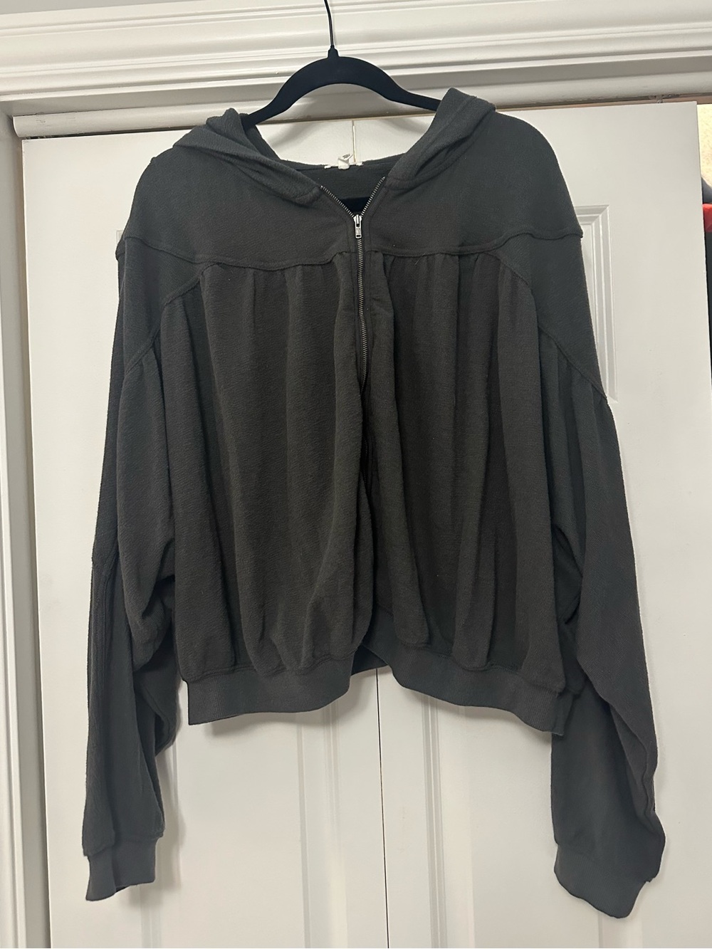 Aerie Soft Life Full Zip Sweatshirt in Smoked Gray